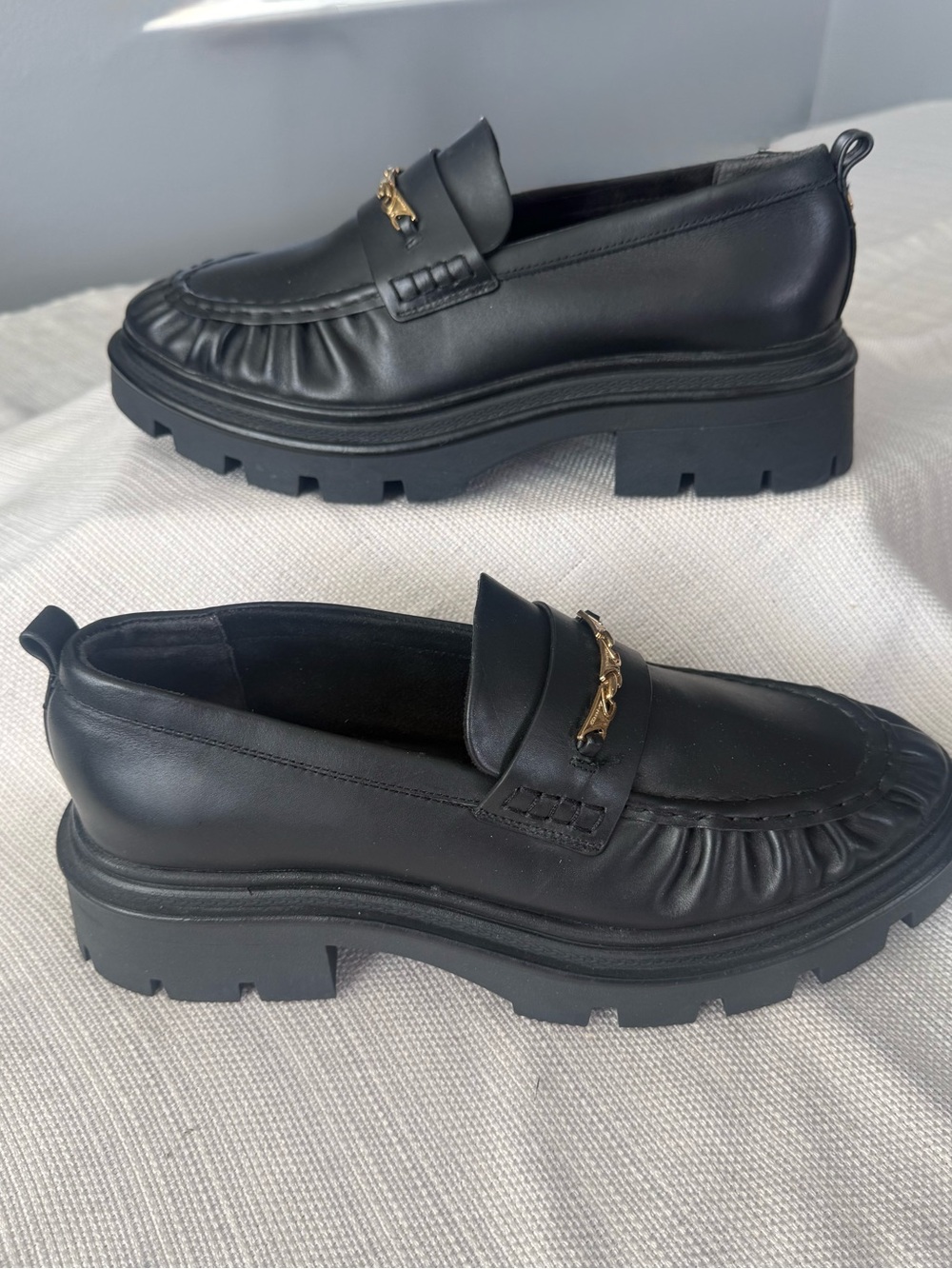 Circus ny by Sam Edelman Black Leather pierre Loafers with Gold Accent